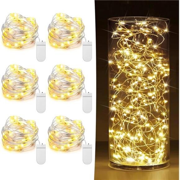 6Pack Fairy Lights Battery Operated 7ft 20 LED Mini String Lights Twinkle Lights - Picture 1 of 8